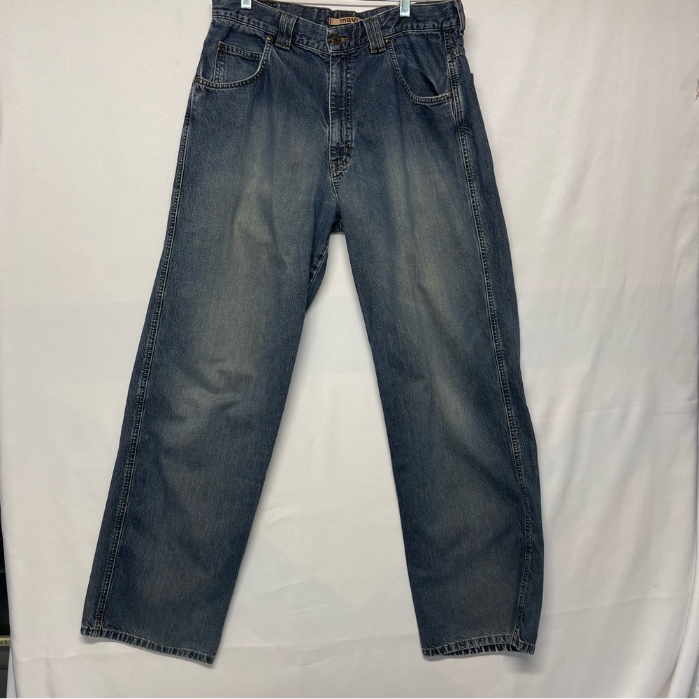 Mens Mavi Max 170 Blue Jeans Sz 34×34 Wide Full Straight Leg Medium Wash Baggy